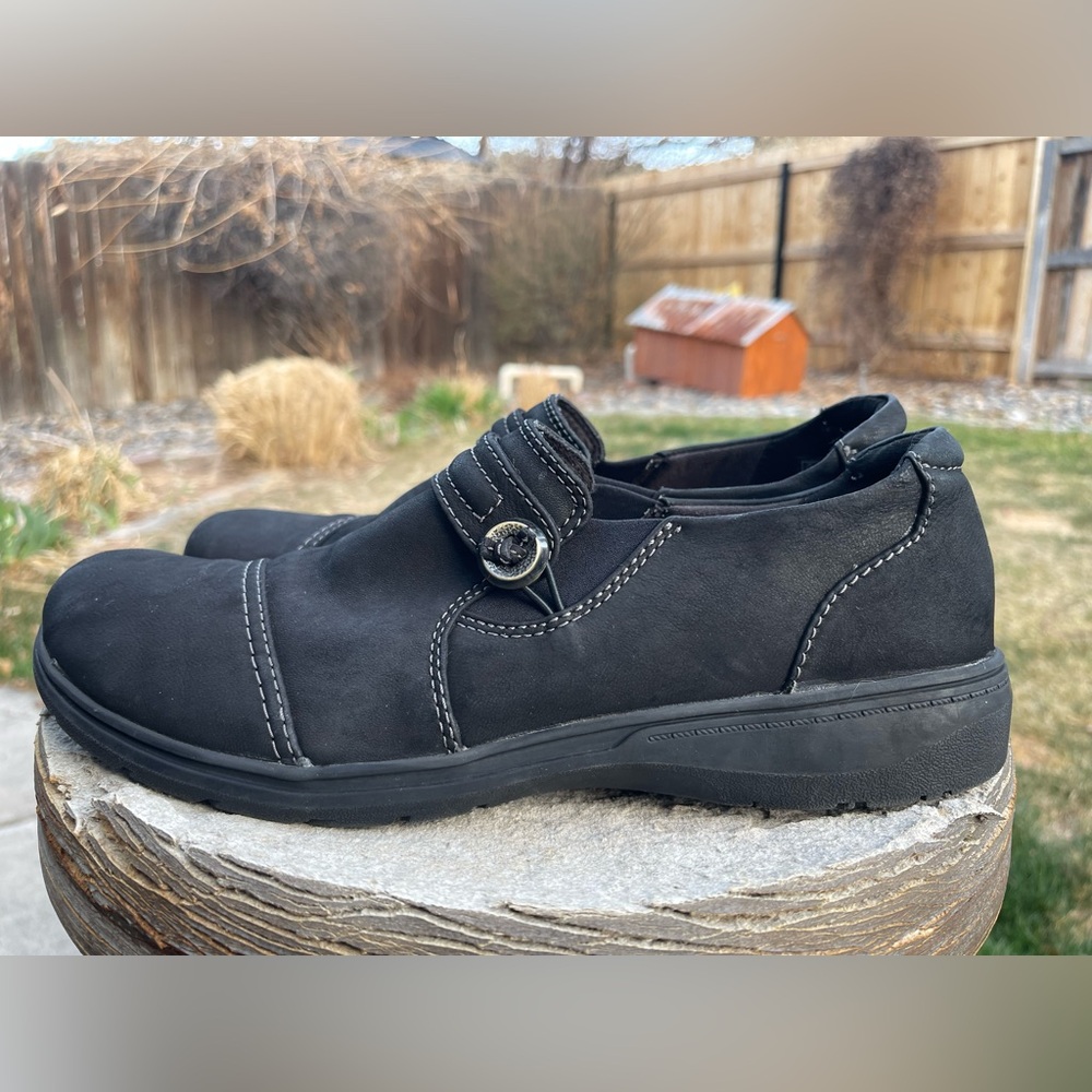Clarks Collection Black Leather Cayleigh Loafers Like New Women Size 12 M